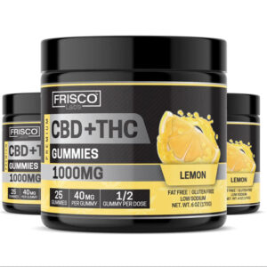 CBD+THC Gummies, Lemon – 1000mg | 25 PCS Gummies
