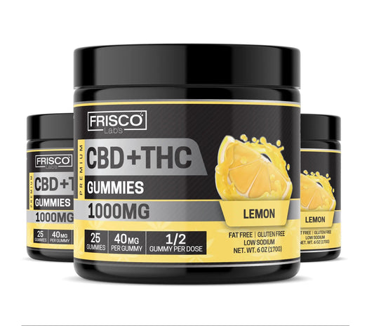 CBD+THC Gummies, Lemon – 1000mg | 25 PCS Gummies