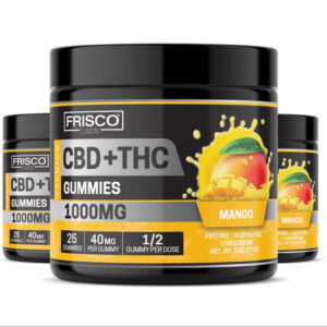 CBD+THC Gummies, Mango – 1000mg | 25 PCS Gummies