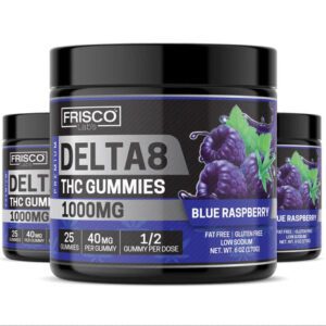 Delta 8 Gummies, Blue Raspberry – 1000mg | 25 PCS Gummies