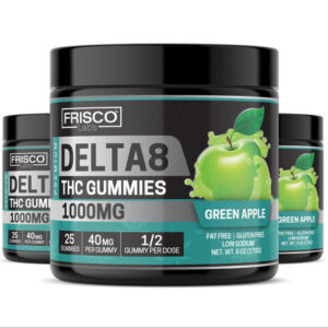 Delta 8 Gummies, Green Apple – 1000mg | 25 PCS Gummies